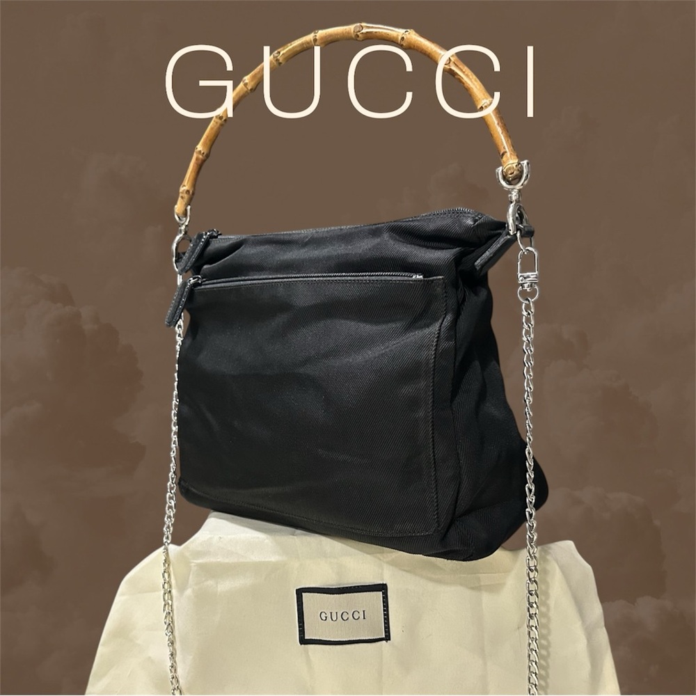 Authentic Vintage Gucci Black Bag with Bamboo Accent handbag - Picture 5 of 17